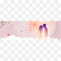 粉色花瓣浪漫情人节海报背景