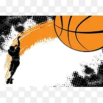 篮球元素水墨投篮人物海报