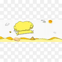 开学促销季几何手绘白色banner