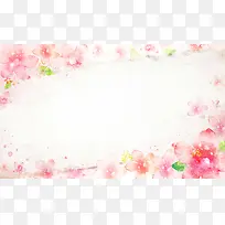 水彩手绘粉色花朵背景