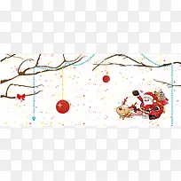 圣诞节雪花老人卡通白色banner