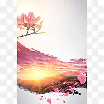 杜鹃花赏花节宣传海报背景素材
