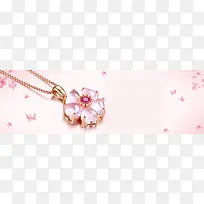 珠宝粉色吊坠梦幻浪漫漂浮花瓣背景