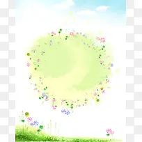 手绘喷绘水彩小花朵绿色印刷背景