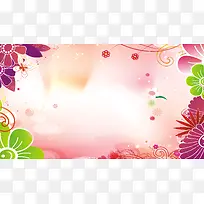 粉色手绘花朵春季新品妇女节促销海报