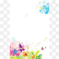 手绘水彩花朵喷绘印刷背景