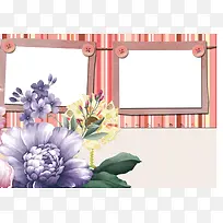 清新手绘条纹相框海报背景模板