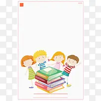 卡通阅读时间读书片刻背景素材
