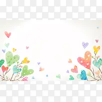 手绘唯美爱心树印刷背景