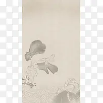水墨中国风荷花纹理背景素材