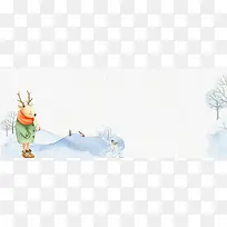 小雪文艺手绘小清新灰色banner