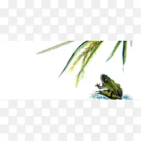 中国画 知了 树叶 红叶 青蛙