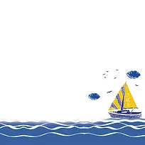 手绘帆船背景图
