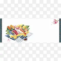 食物卡通灰色海报背景banner