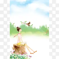 女孩与小鸟你好早安海报