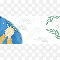 盛夏文艺手绘简约小清新蓝色背景