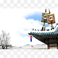 雪地雪天韩国吊坠印刷背景