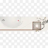 梅花中国风白色淘宝海报banner背景