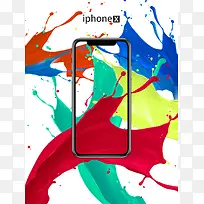 油漆喷溅iphoneX预售海报背景psd