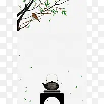 中国风水墨画古风煮茶平面广告