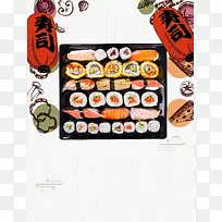 正宗料理美味寿司海报设计背景模板