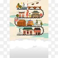 日本古建筑海报背景