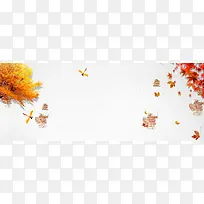 秋季枫树叶文艺灰色banner