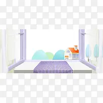 紫色窗台全屏海报banner