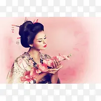 典雅和服美女美容背景素材