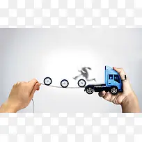 简约努力购车灰白色背景素材