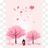 浪漫樱花节海报背景模板
