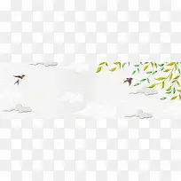 春天手绘绿叶小清新绿banner