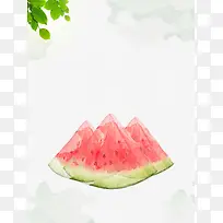 手绘西瓜新鲜水果海报设计背景模板