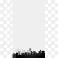 灰色简约城市建筑剪影背景