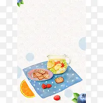 矢量水彩插画水果饮料海报背景