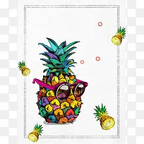 创意卡通可爱水果菠萝促销海报背景