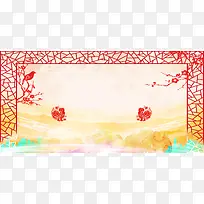 中式边框中国风仪式签到处背景素材