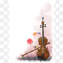 手绘小提琴背景海报素材