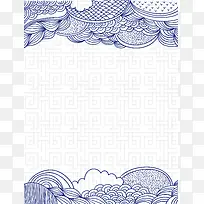 矢量文艺中国风传统线描纹理背景素材
