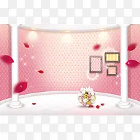 玫瑰花瓣聚光灯幸福婚礼花卉背景素材