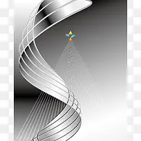 银色动感线条曲线商务科技背景图片