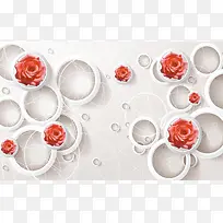 玫瑰立体3D背景墙海报背景素材