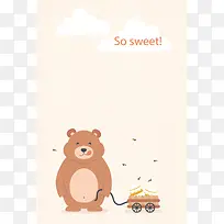 拉蜂蜜罐车的熊海报背景素材