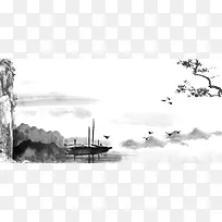 古代水墨海报banner背景
