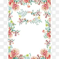 清新唯美森系花朵婚礼海报背景模板