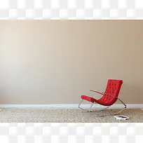房间红颜色的沙发摇椅