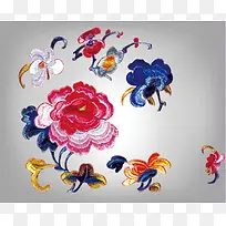 中式传统刺绣文化背景素材