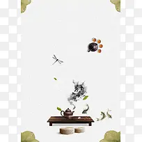 中国风茶馆茶文化宣传海报背景素材