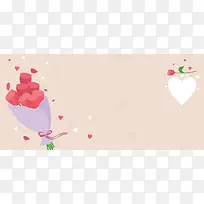 玫瑰情人节纹理棕色banner背景