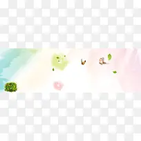 淘宝花茶清新唯美蝴蝶背景banner